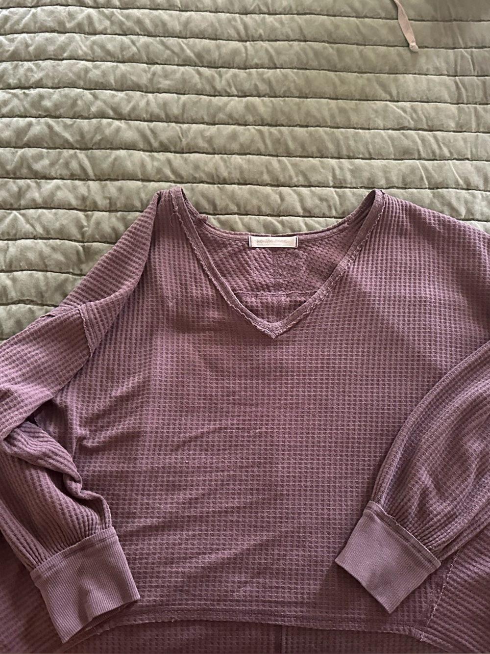 We The Free Mauve Waffle Knit V-Neck Tunic